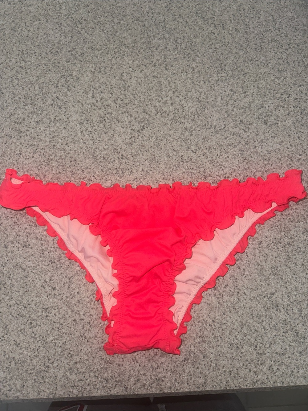 NWT Victoria’s Secret Neon Coral Ruffle Itsy Bikini Bottoms Large